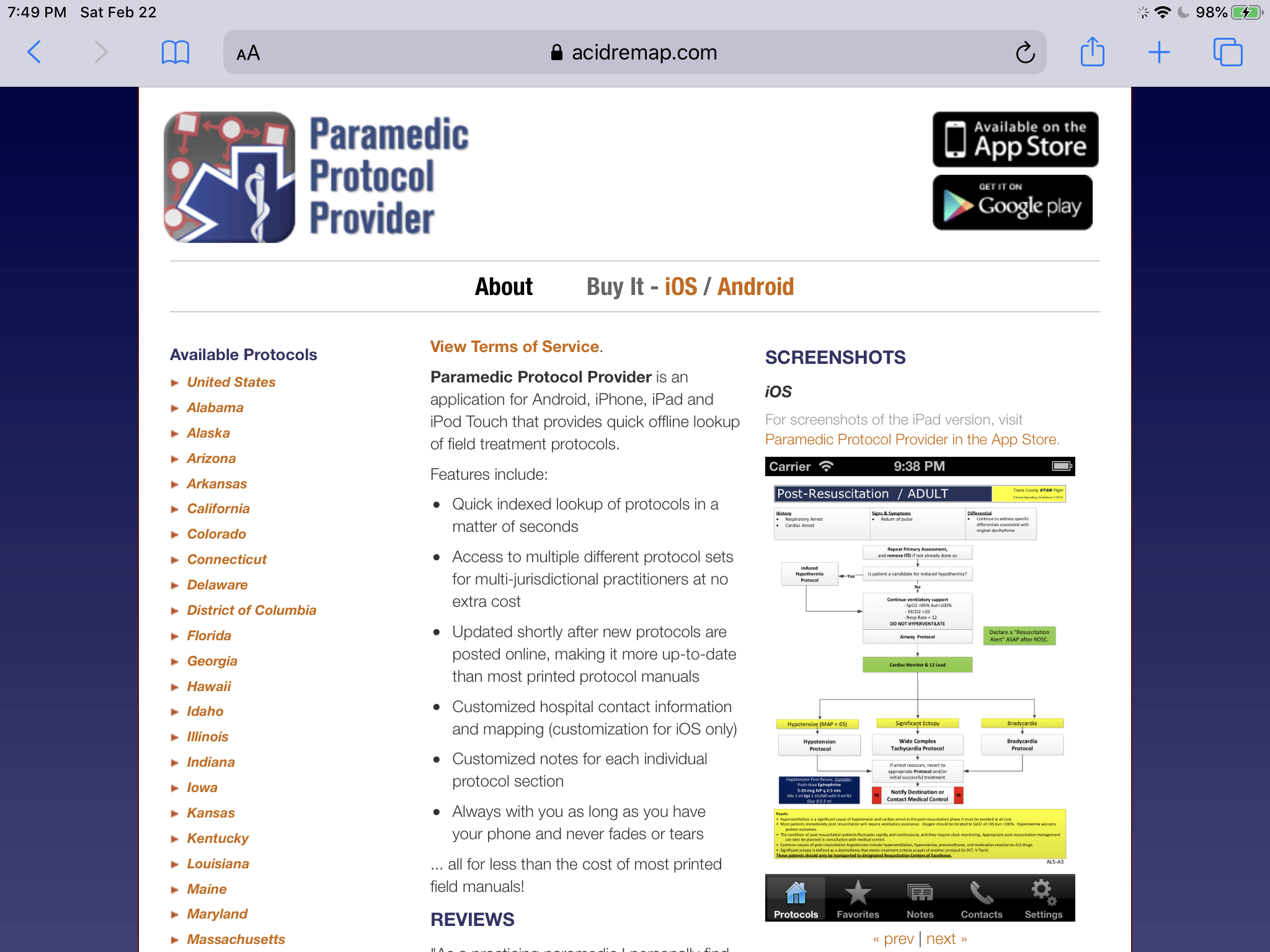 Screenshot of the acidremap.com home page