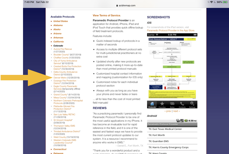 Screenshot showing the list of links that may be clicked or tapped to download that agency&#39;s app