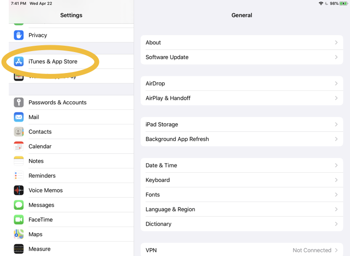Where to find iTunes and App Store