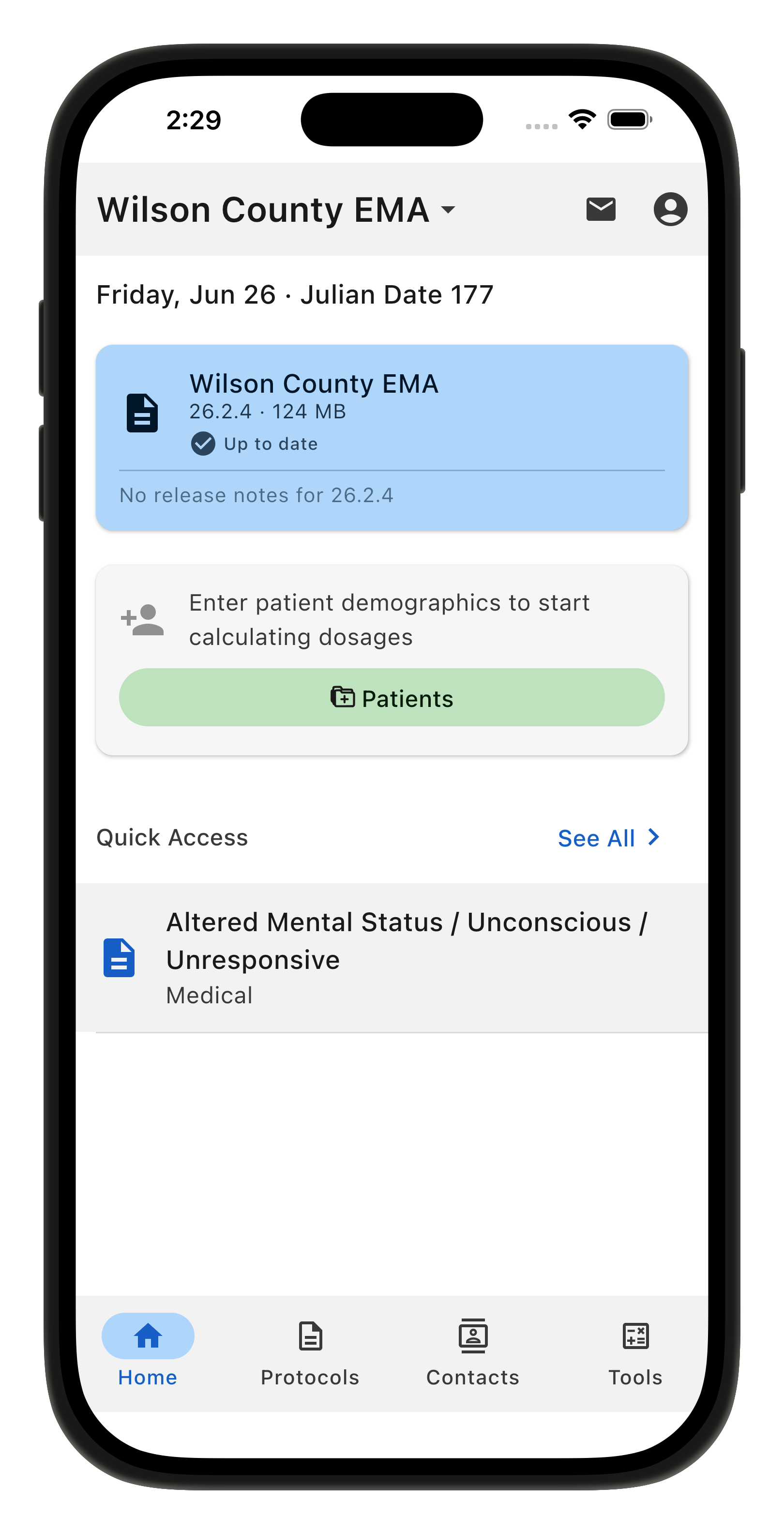 Home page of app