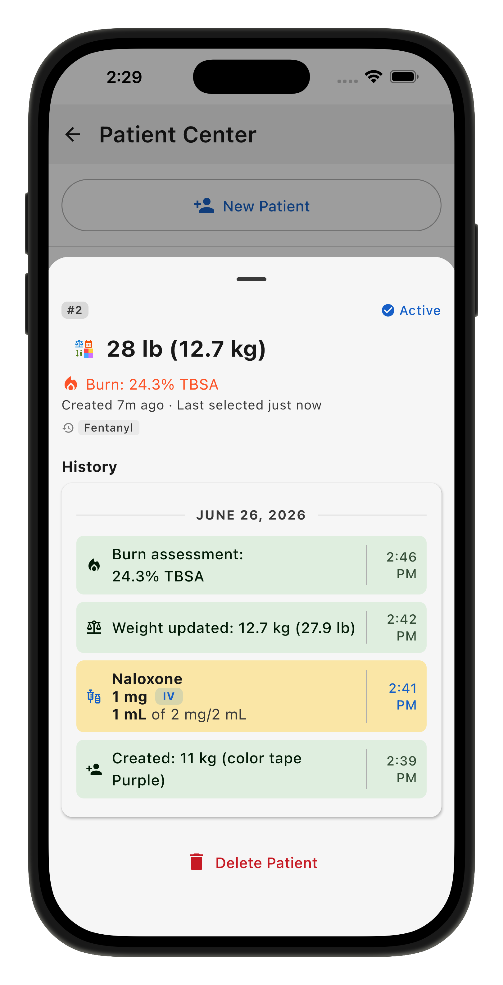 Patient log data