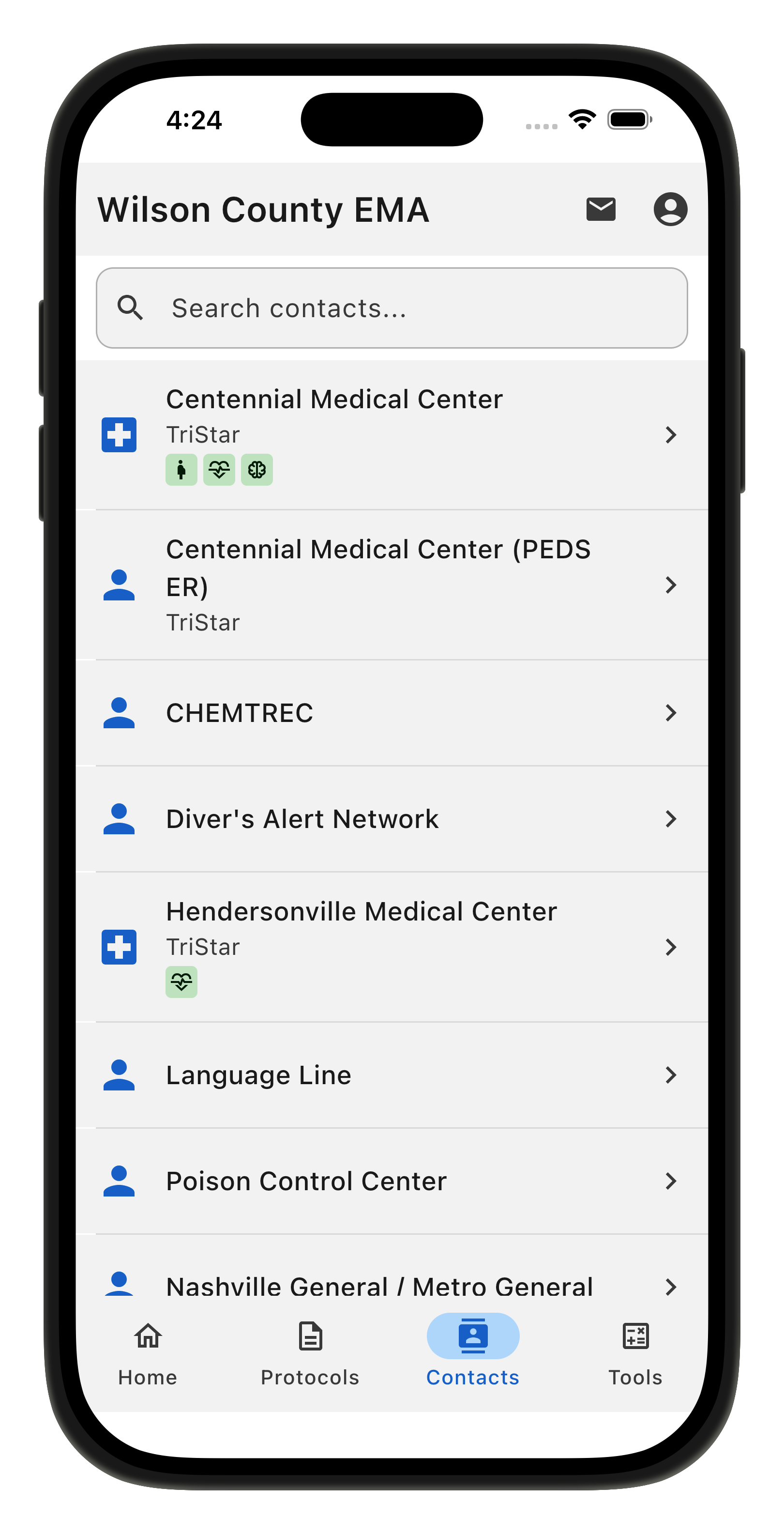 Contacts Page