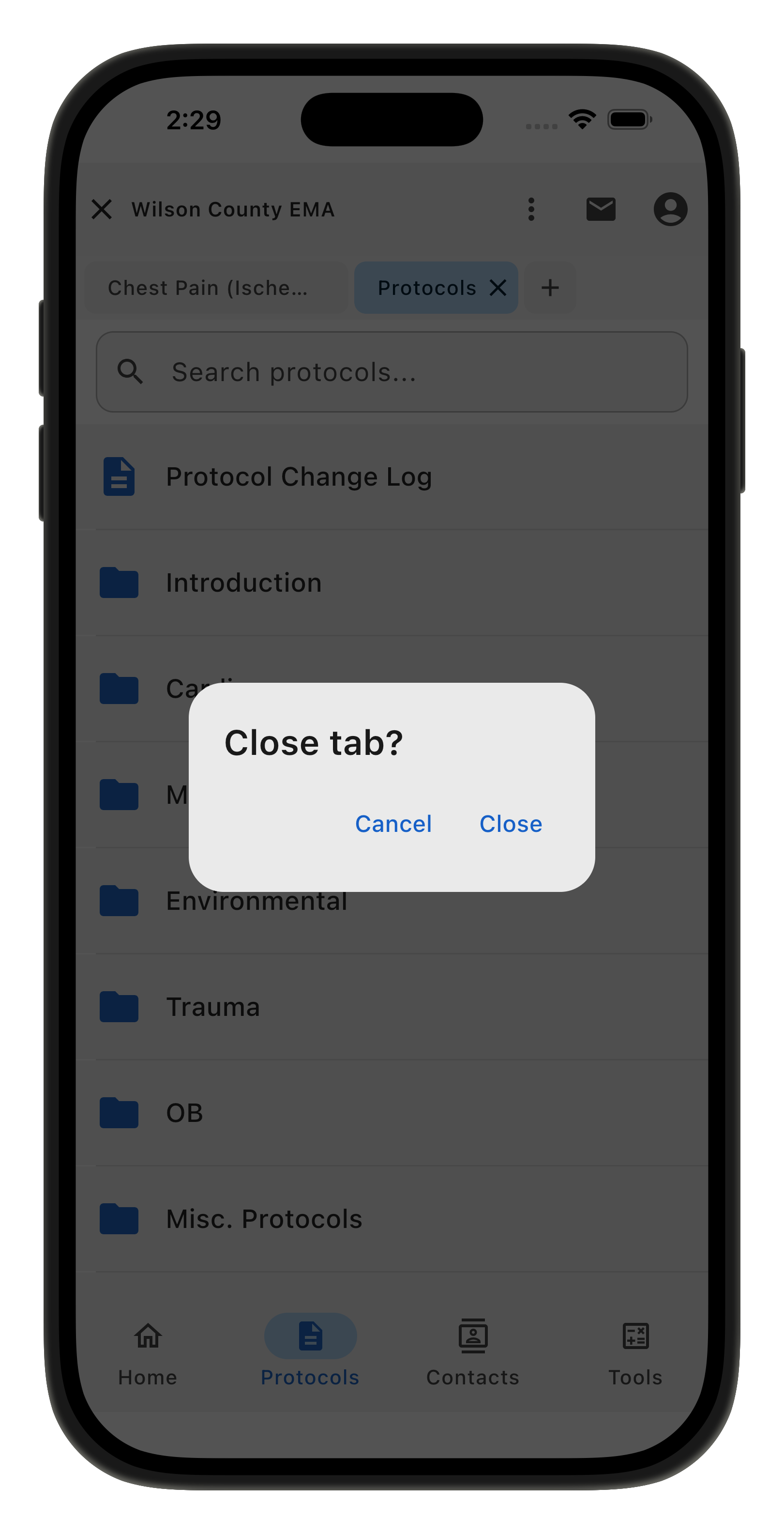 Close tab confirmation