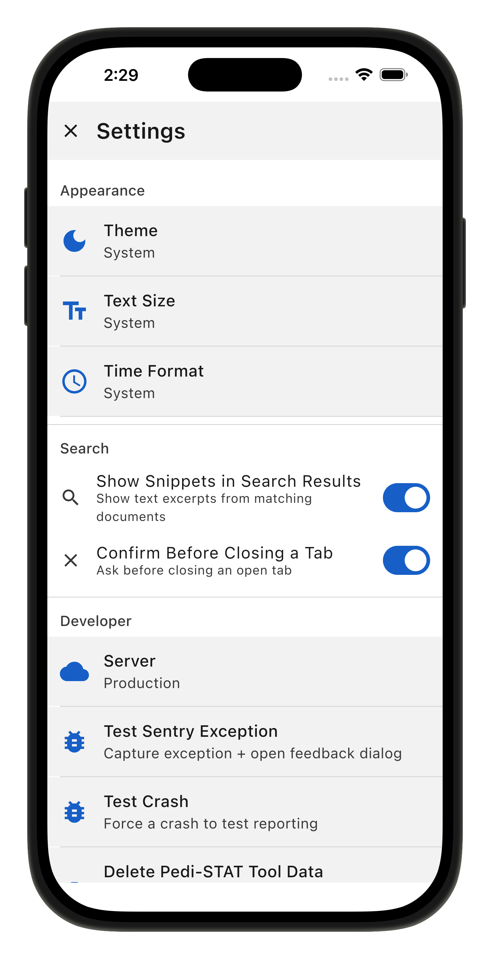App Settings