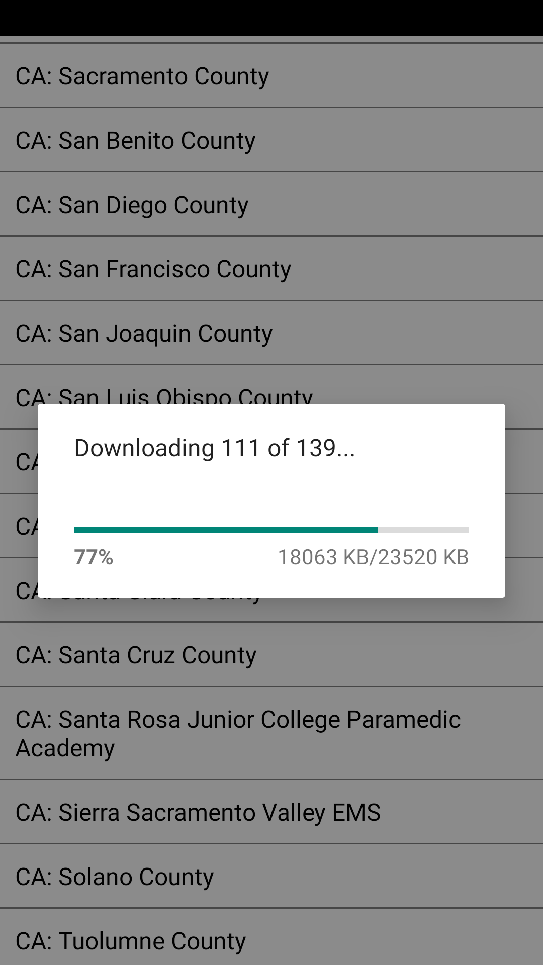 Screenshot of PPP for Android showing protocol download in progress