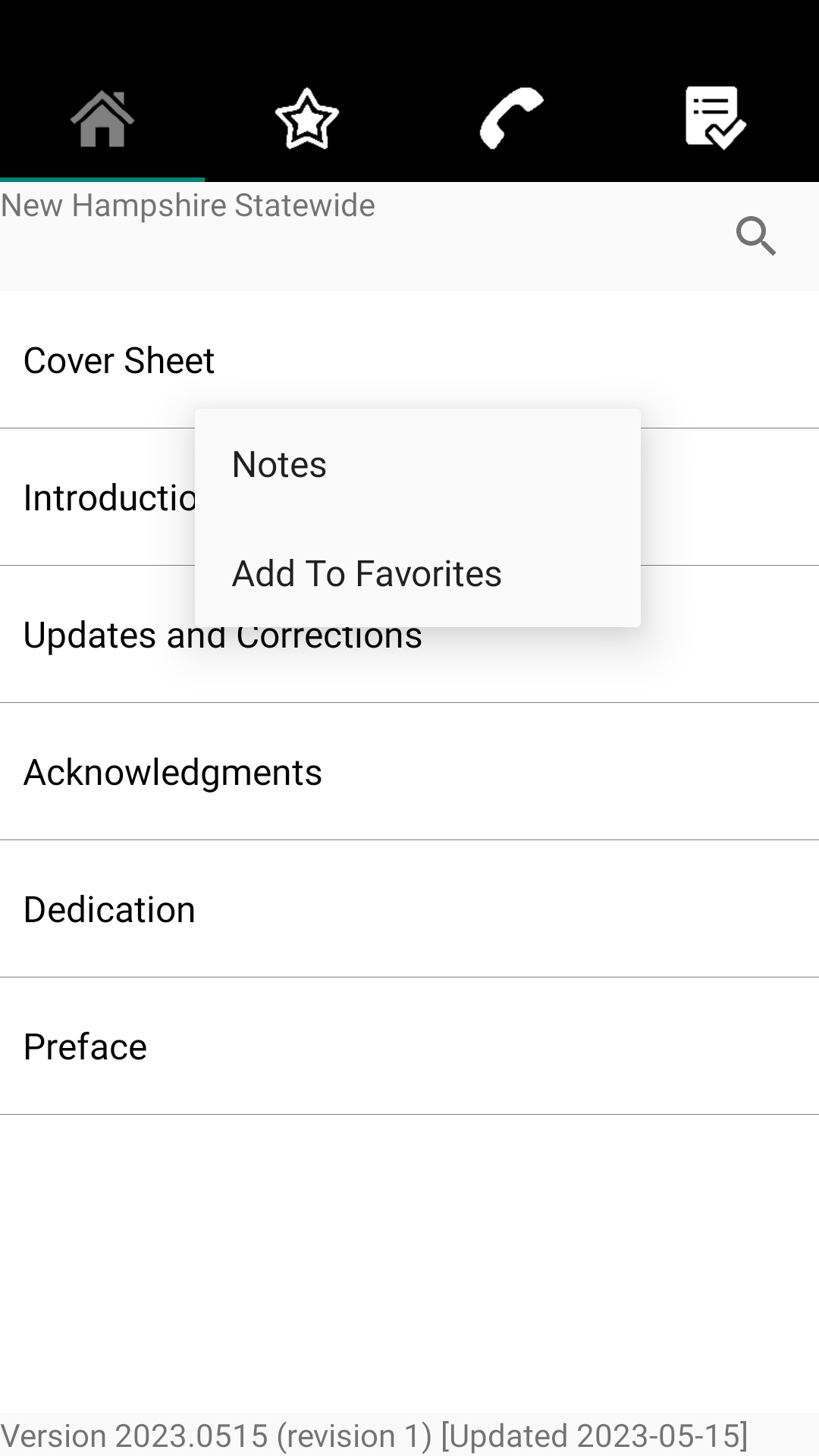 Screenshot of PPP for Android showing the contextual menu to add a note to a protocol