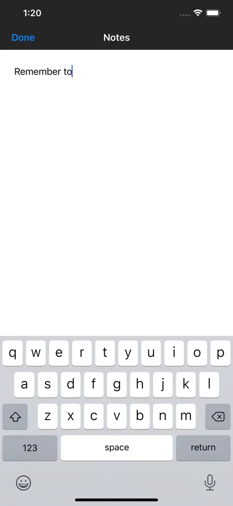 Screenshot of PPP for iOS showing the notes editor